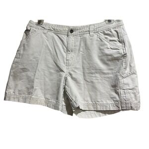 Columbia Women's Short Size 12 34" W Cotton Cream Pockets Logo